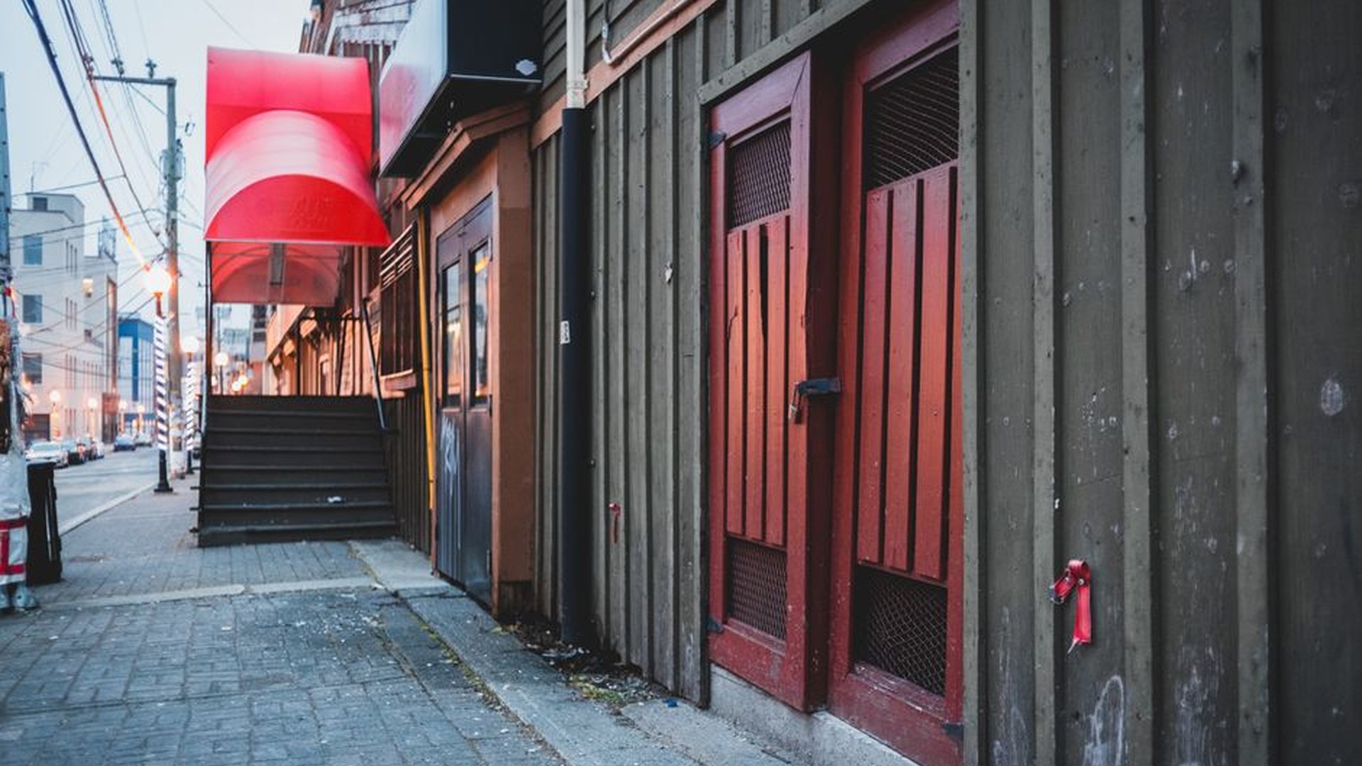 Seongsu alleyway red doors small eatery local stre