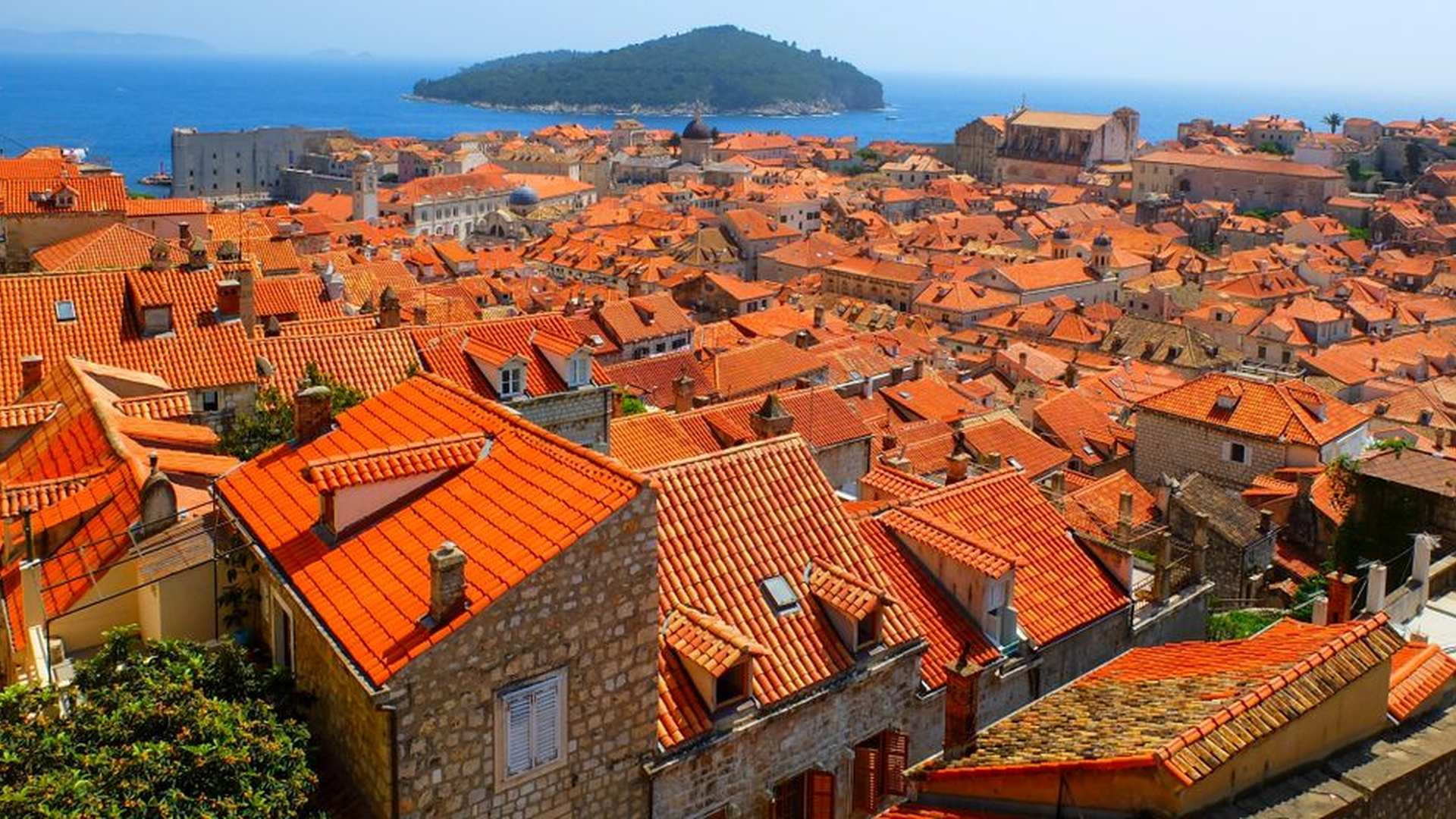 ferry arrival dubrovnik red rooftops sea mist coas
