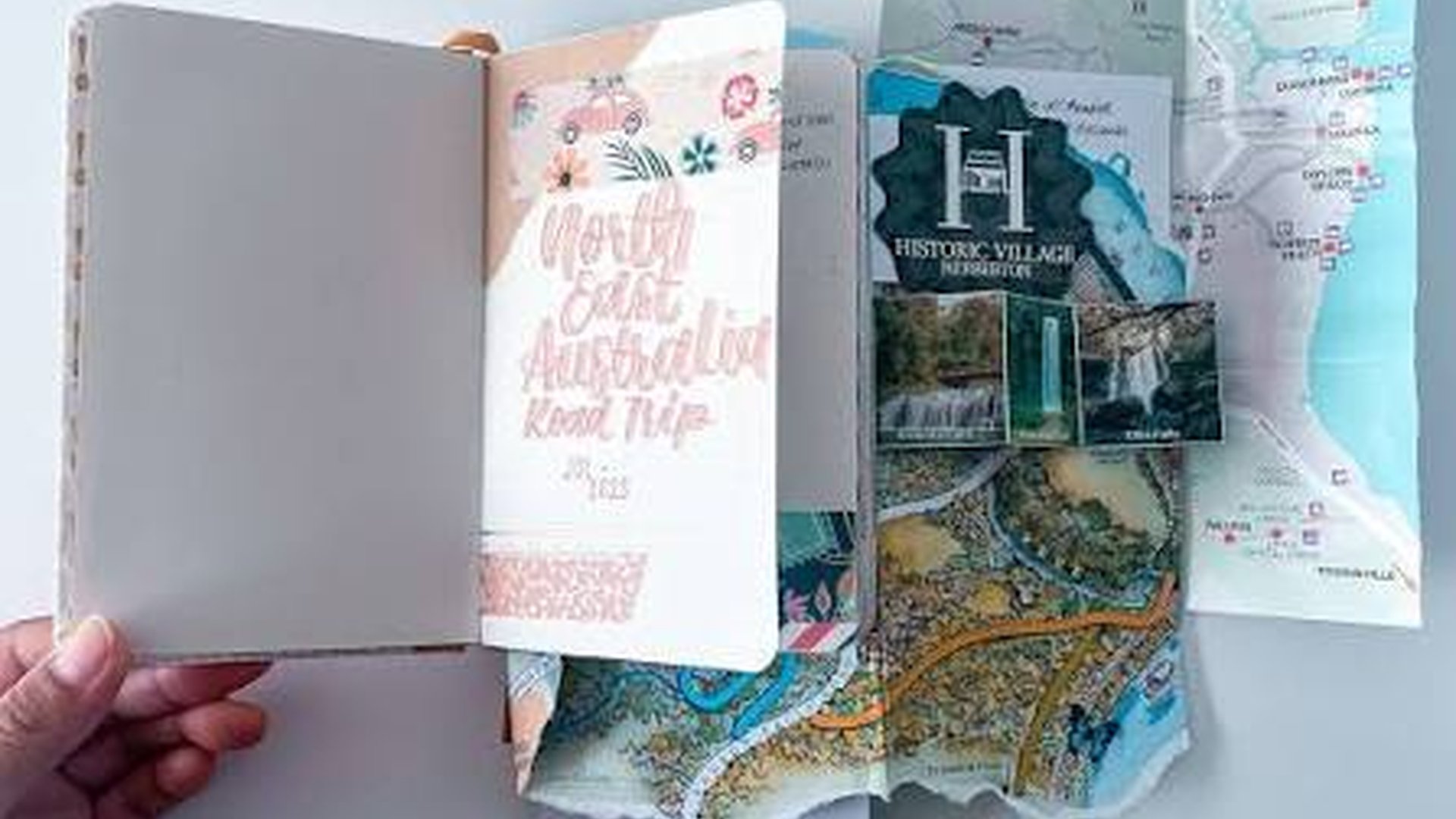 travel pillow dusty road notebook writing morning