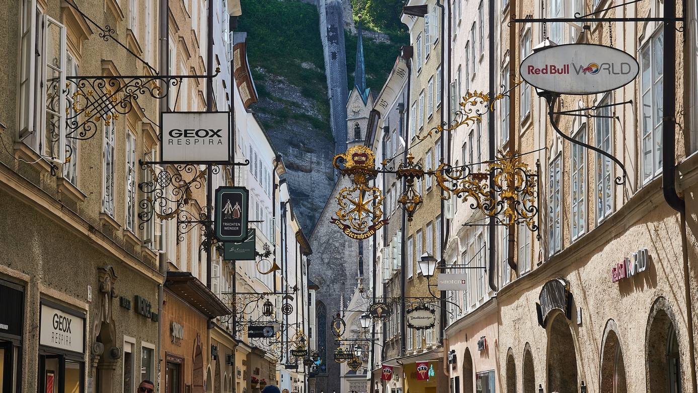 Salzburg train station scenic train ride Alps moun