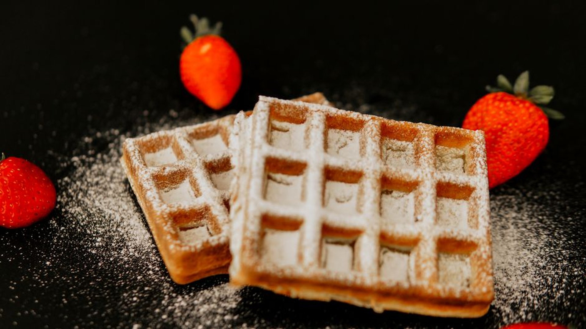 Liege waffle golden brown crispy edges Belgian str