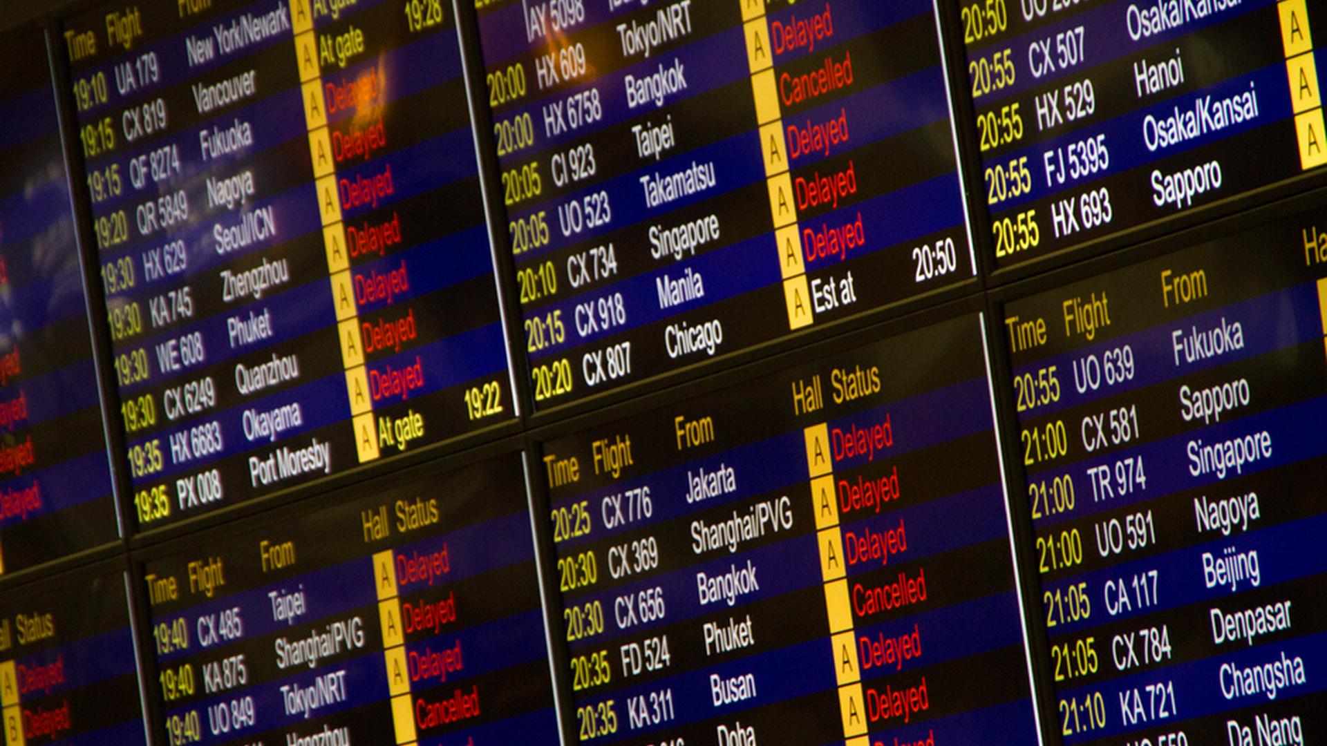 airport terminal departure gate delayed flight pas